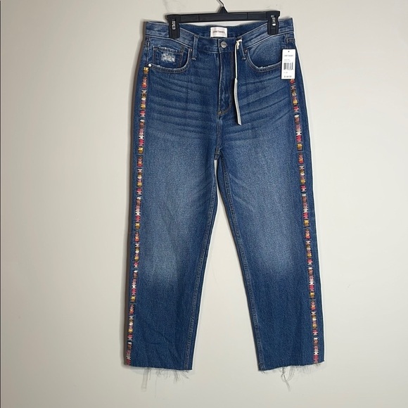 Driftwood | Royce High Rise Multicolored Embroidery Striped Jeans Size 29 NWT - Picture 1 of 7